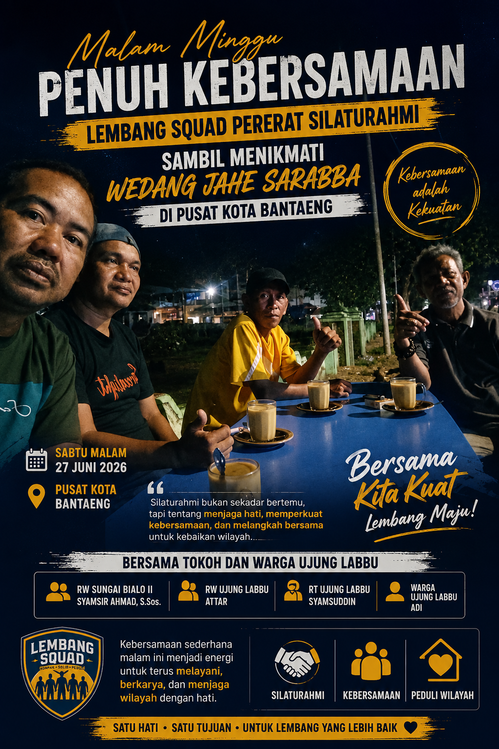 Malam Minggu Penuh Kebersamaan: Lembang Squad Pererat Silaturahmi Sambil Menikmati Wedang Jahe Sarabba di Pusat Kota Bantaeng